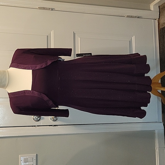 Sparkly Plum Colored R&M Richard's Dress and Bolero Jacket - Picture 1 of 8